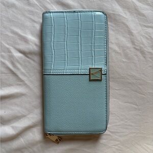 Victoria's Secret Light Blue Croc-Accent Zip Wallet